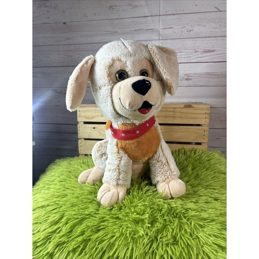 The Toy Factory 2018 Plush Tan Puppy Dog w/ red collar Stuffed Animal Toy 15”